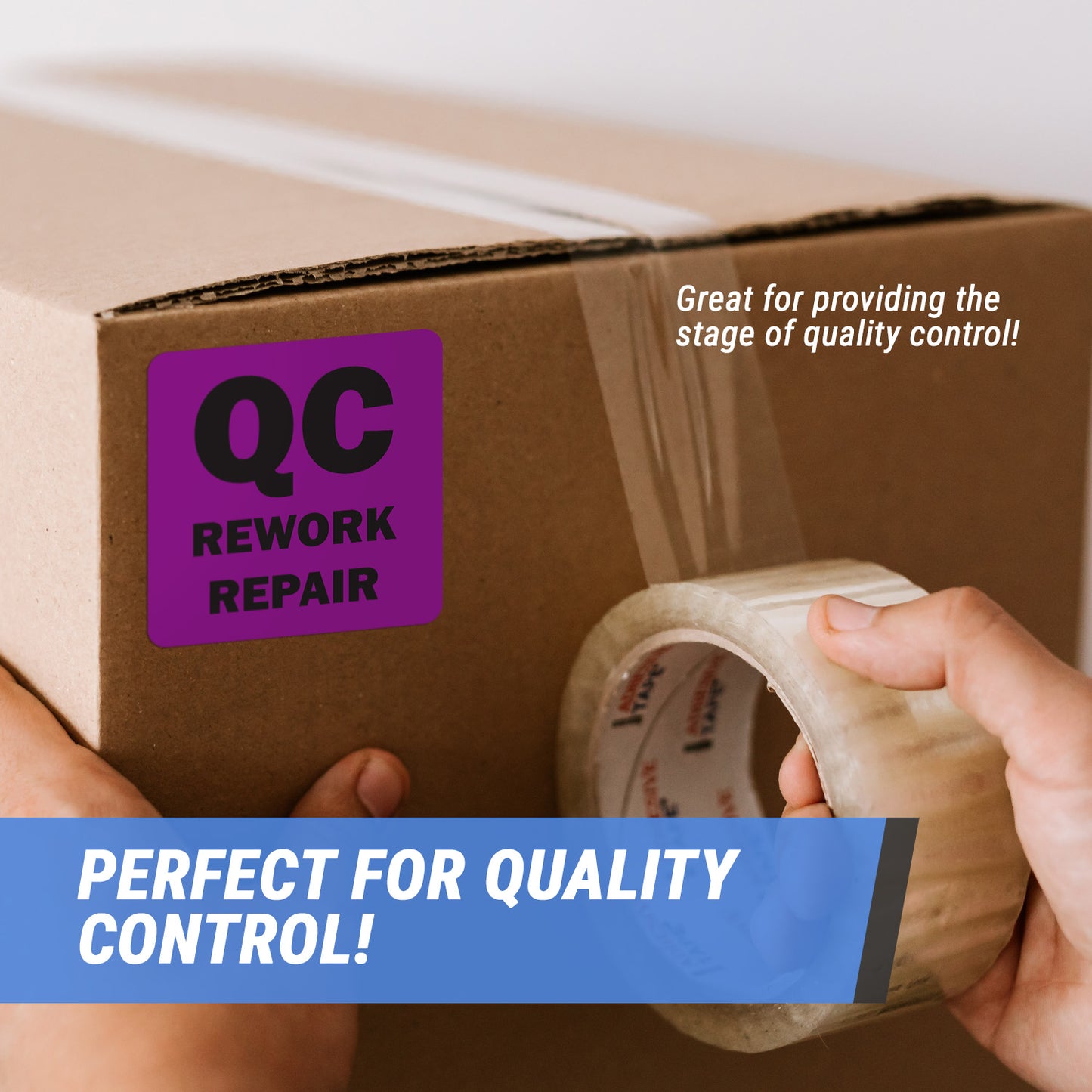 2 x 2 inch | Quality Control: QC Rework Repair Stickers