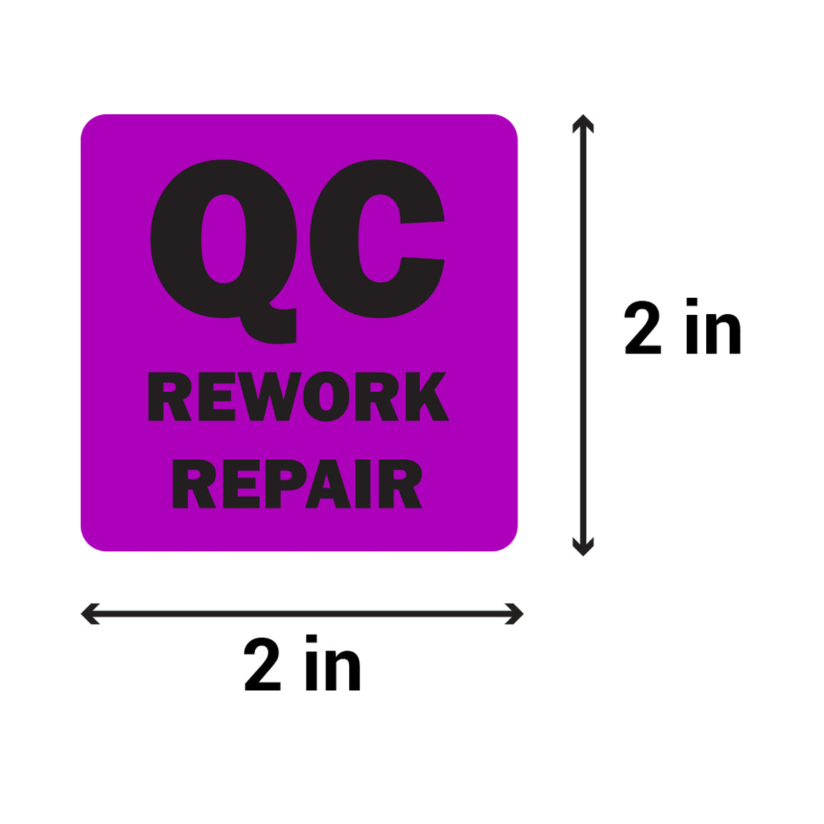 2 x 2 inch | Quality Control: QC Rework Repair Stickers