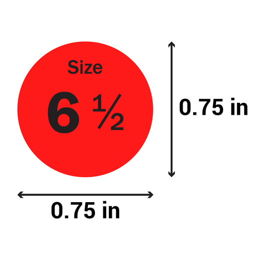 0.75 inch | Shoe & Clothing Size: Size 6.5 Stickers