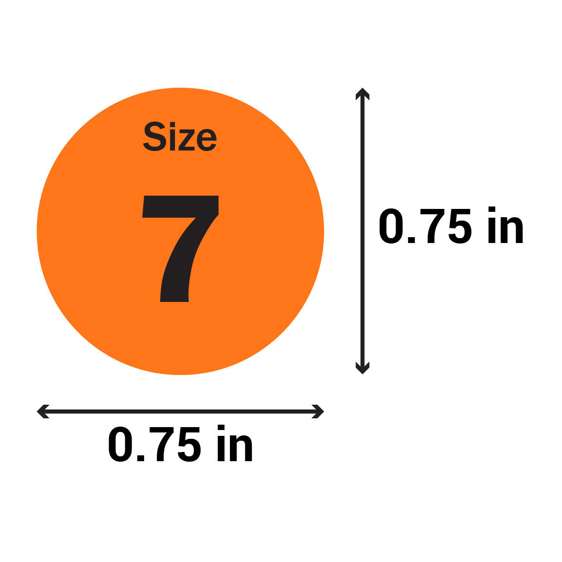 0.75 inch | Shoe & Clothing Size: Size 7 Stickers