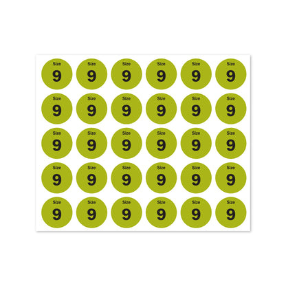 0.75 inch | Shoe & Clothing Size: Size 9 Stickers