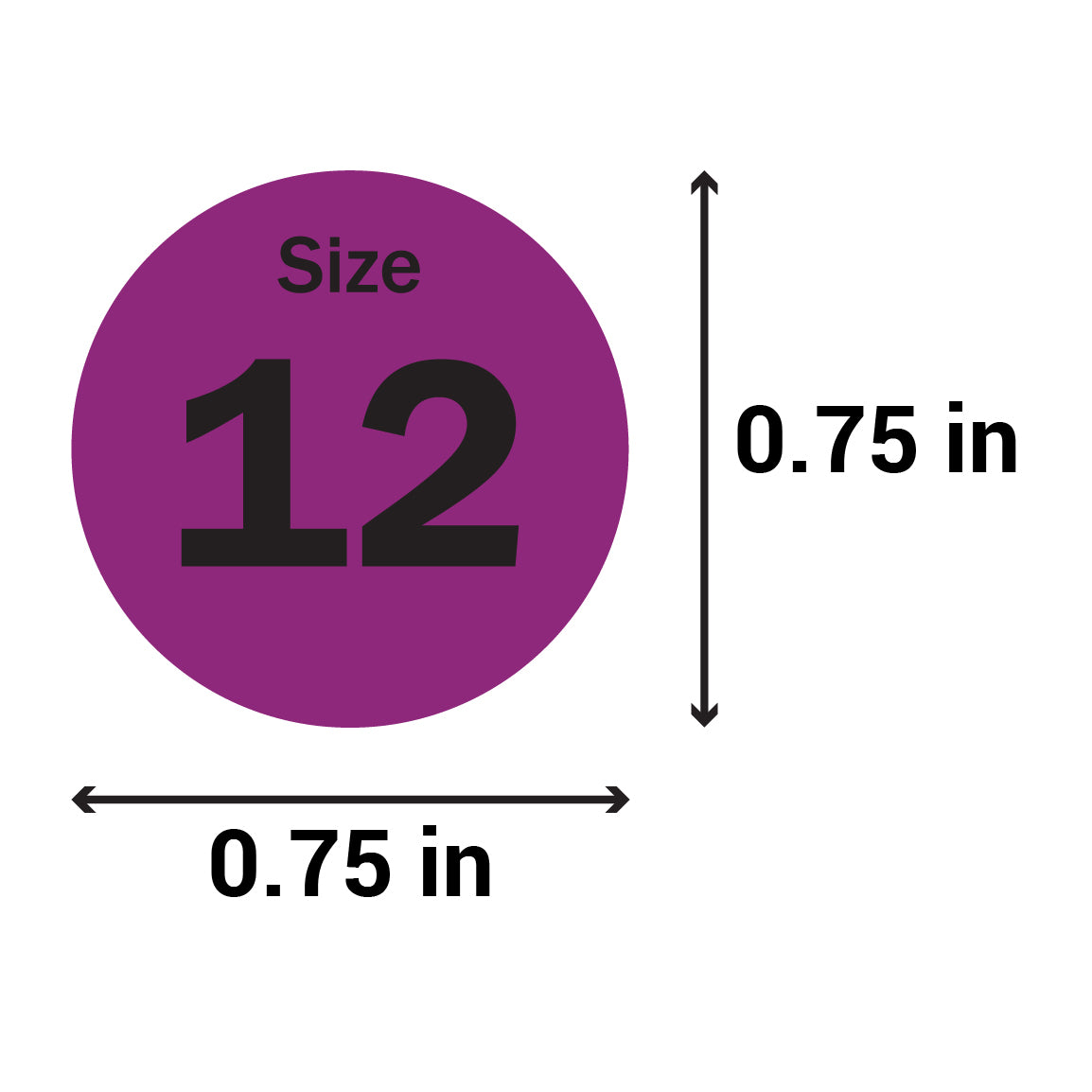 0.75 inch | Shoe & Clothing Size: Size 12 Stickers