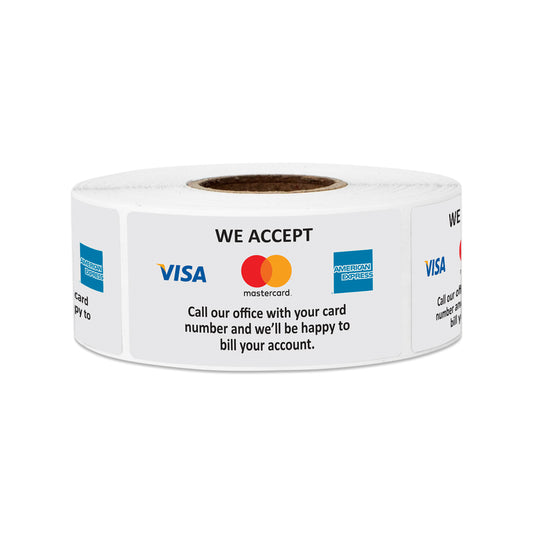 2 x 1 inch | Retail & Sales: We Accept Visa, Mastercard & American Express Stickers