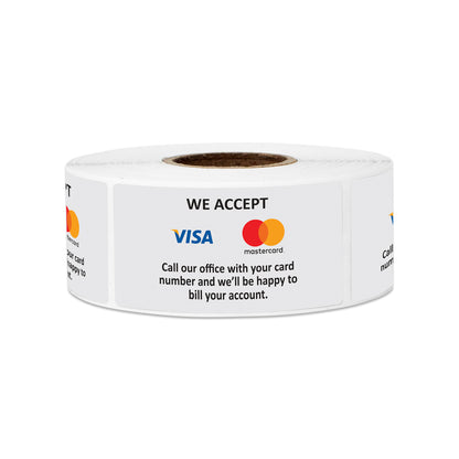 2 x 1 inch | Retail & Sales: We Accept Visa & Mastercard Stickers