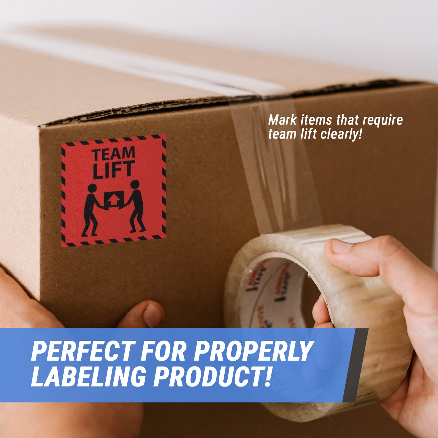 3 x 3 inch | Shipping & Handling: Team Lift Warning Stickers Labels