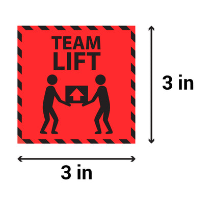 3 x 3 inch | Shipping & Handling: Team Lift Warning Stickers Labels