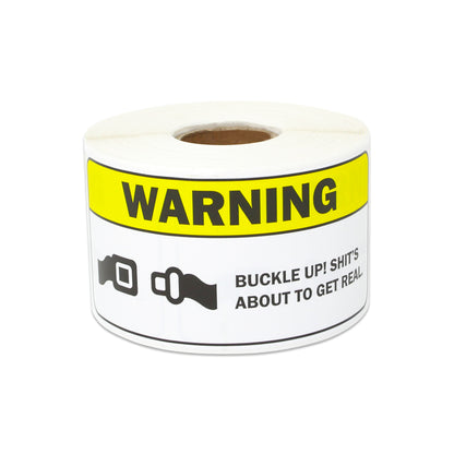4 x 1.8 inch | Warning & Caution: Buckle Up Stickers / Vehicle Safety Stickers