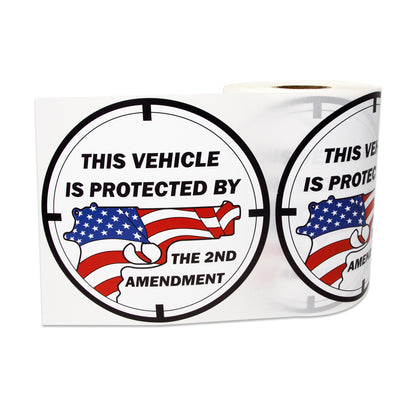 4 inch, Round - Warning & Caution: This Vehicle is Protected by the 2nd Amendment Stickers