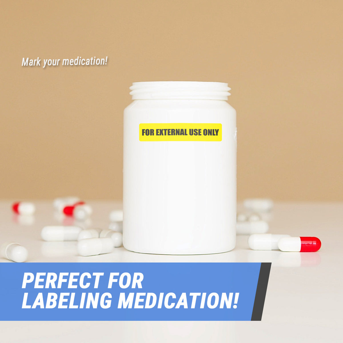 Devlab Use Only Labels 1.63 x 0.38 inch | Veterinary & Medication: For External Use Only Stic ...