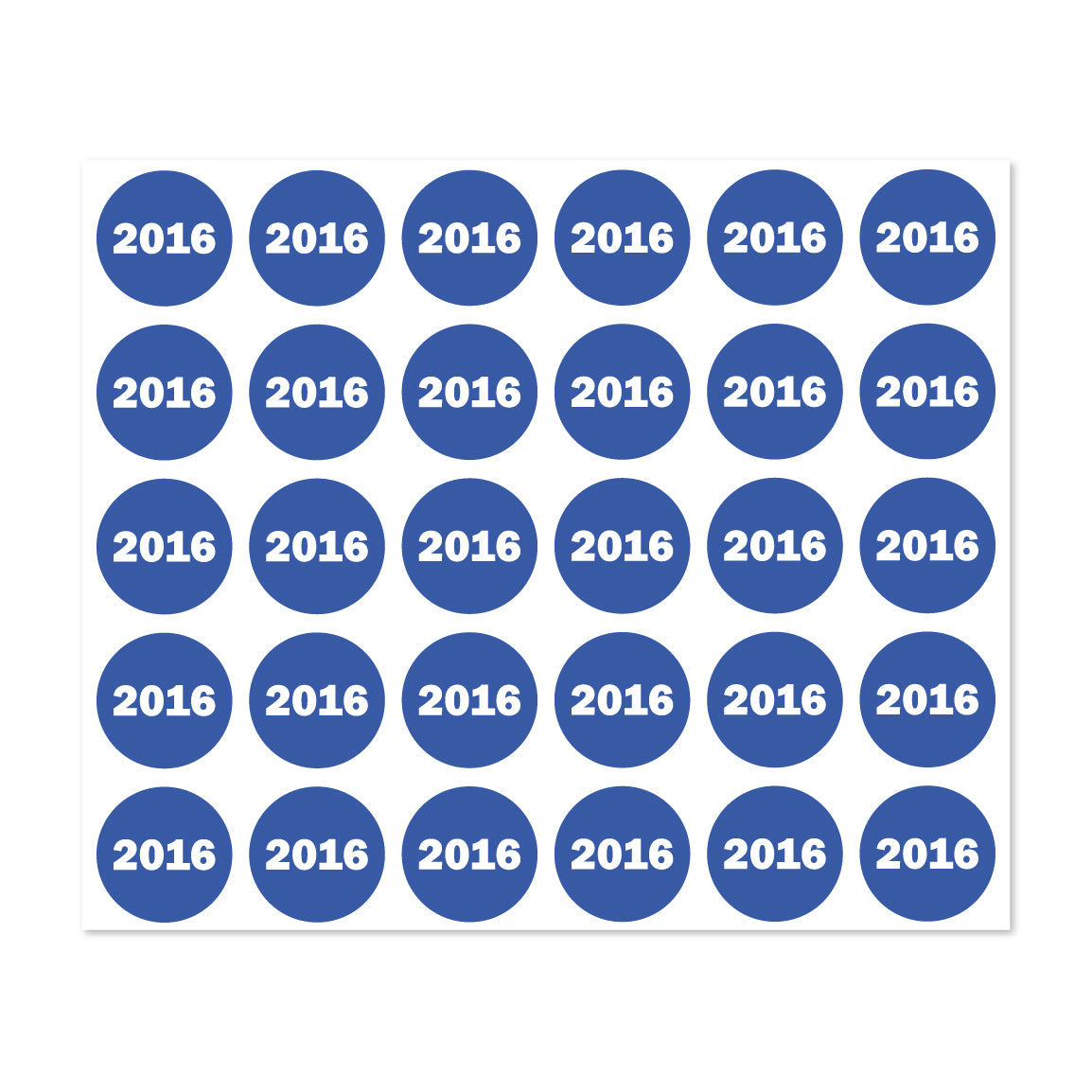 0.75 inch | Inventory: Color-Coded Year 2016 Stickers