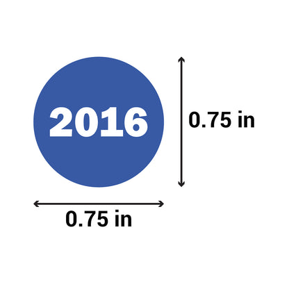 0.75 inch | Inventory: Color-Coded Year 2016 Stickers