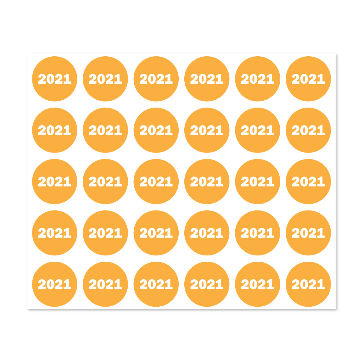 0.75 inch | Inventory: Color-Coded Year 2021 Stickers
