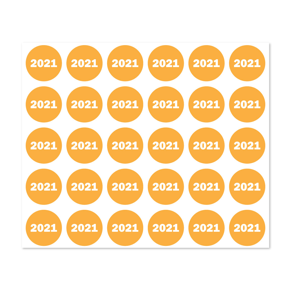 0.75 inch | Inventory: Color-Coded Year 2021 Stickers