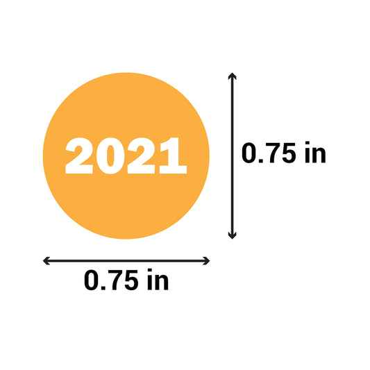 0.75 inch | Inventory: Color-Coded Year 2021 Stickers