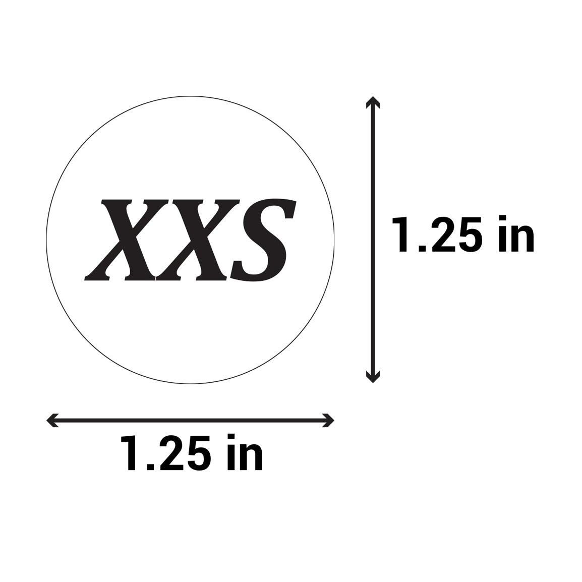 1.25 inch | Shoe & Clothing Size: (XXS) XX-Small Stickers