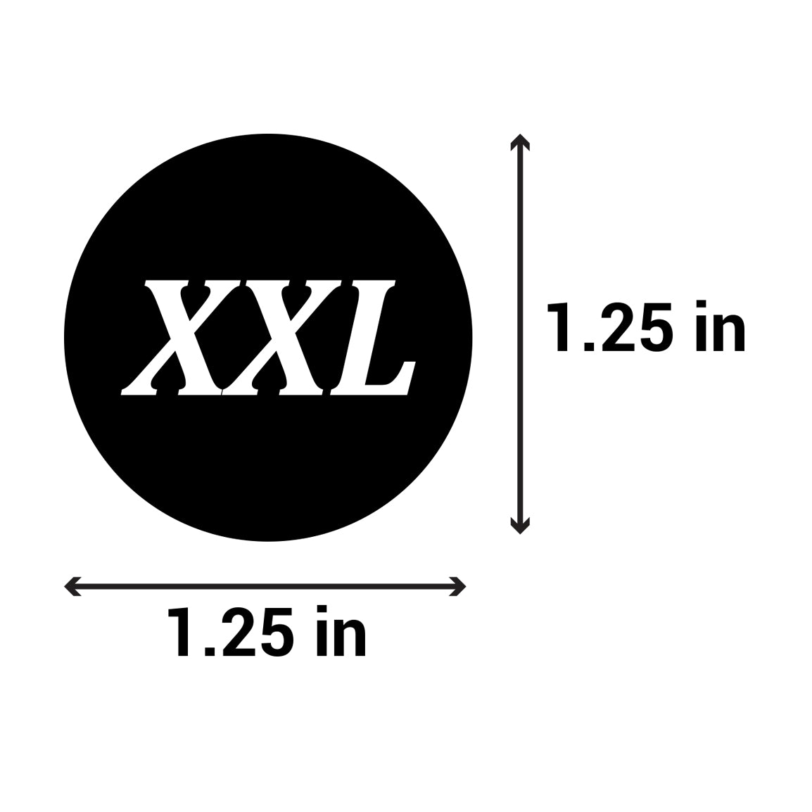 1.25 inch | Shoe & Clothing Size: (XXL) XX-Large Stickers