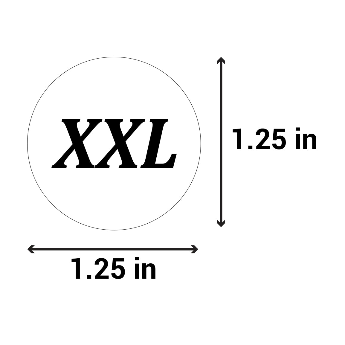 1.25 inch | Shoe & Clothing Size: (XXL) XX-Large Stickers