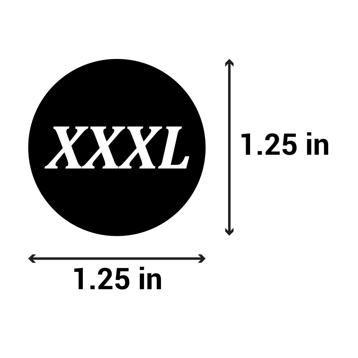 1.25 inch | Shoe & Clothing Size: (XXXL) XXX-Large Stickers