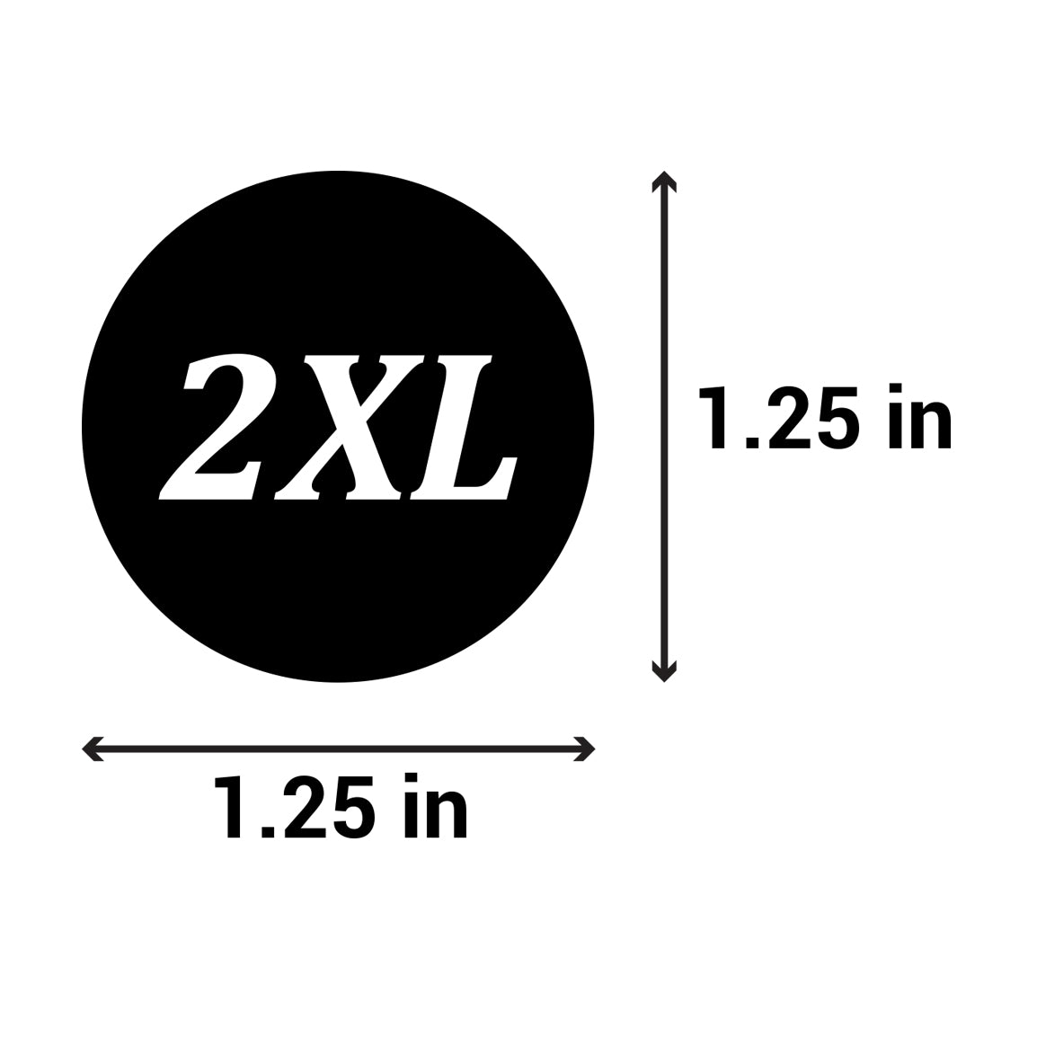 1.25 inch | Shoe & Clothing Size: (2XL) XX-Large Stickers