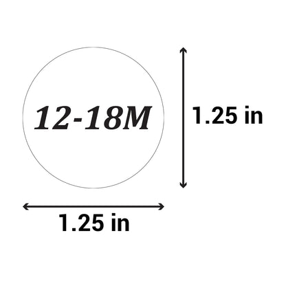 1.25 inch | Shoe & Clothing Size: Baby Clothing (12-18M) 12 to 18 Months Stickers