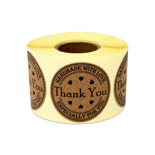 1.5 inch |  Retail & Sales: Handmade with Love, Thank You Stickers