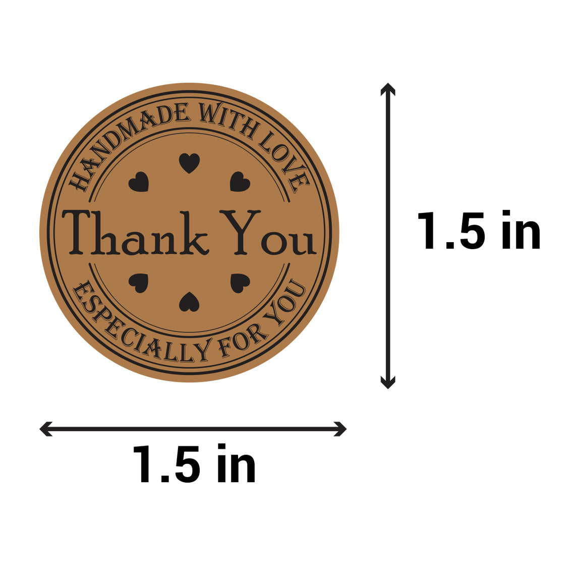 1.5 inch |  Retail & Sales: Handmade with Love, Thank You Stickers