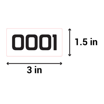3 x 1.5 inch | Inventory: Consecutive Numbers "0001 to 1000" Stickers