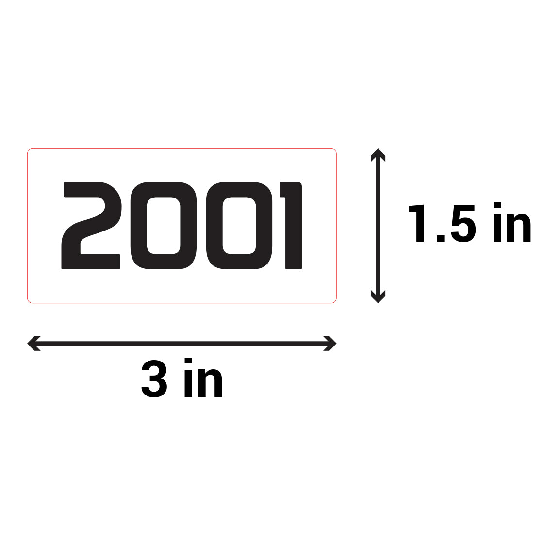 3 x 1.5 inch | Inventory: Consecutive Numbers "2001 to 3000" Stickers