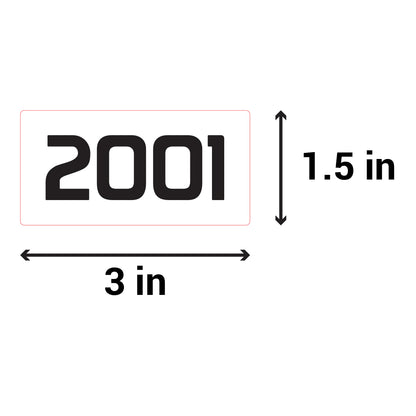 3 x 1.5 inch | Inventory: Consecutive Numbers "2001 to 3000" Stickers