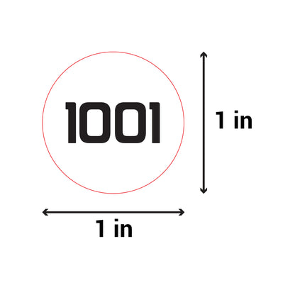 1 inch | Inventory: Consecutive Numbers "1001 to 2000" Stickers
