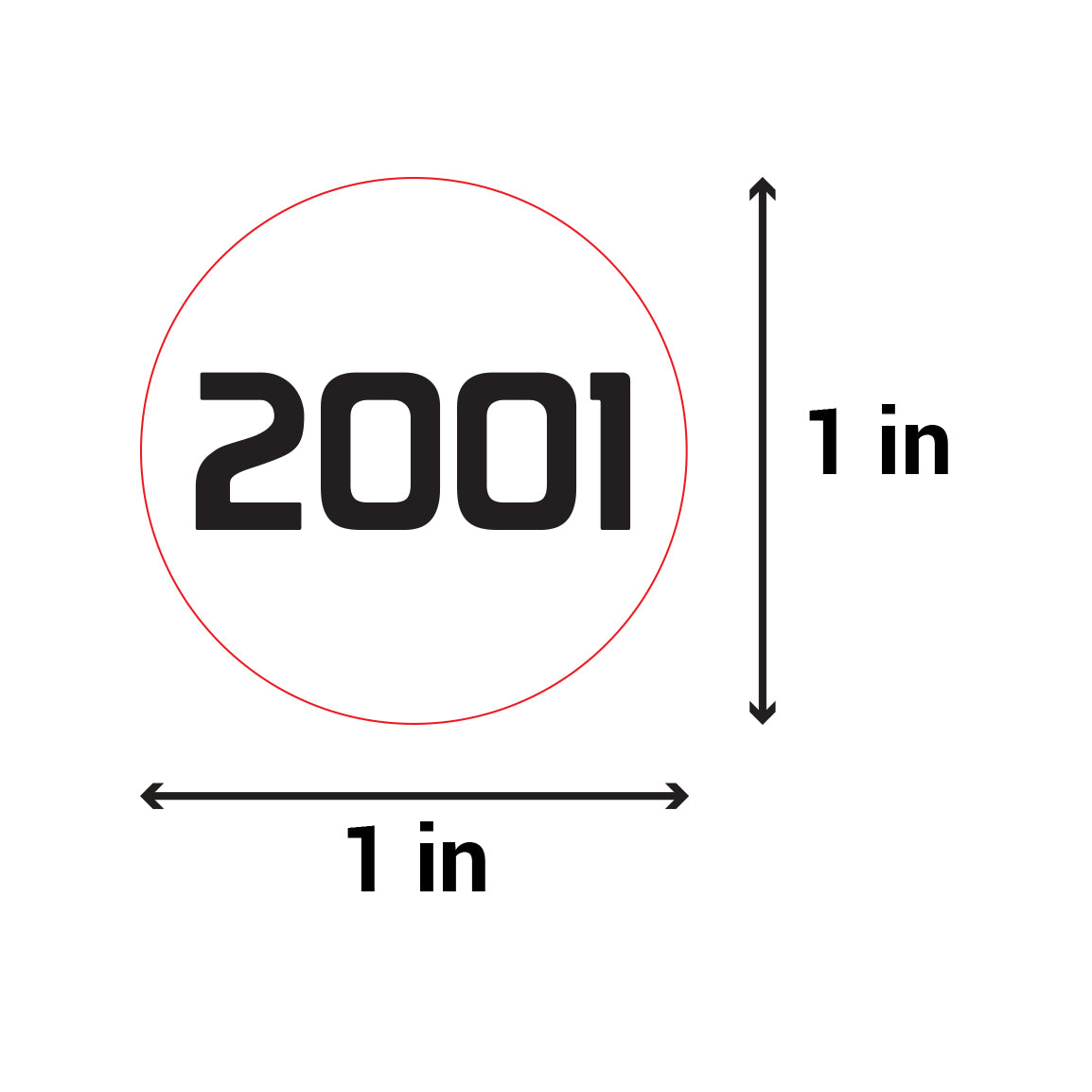 1 inch | Inventory: Consecutive Numbers "2001 to 3000" Stickers