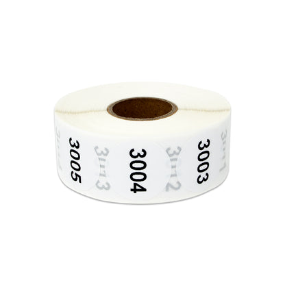 1 inch | Inventory: Consecutive Numbers "3001 to 4000" Stickers