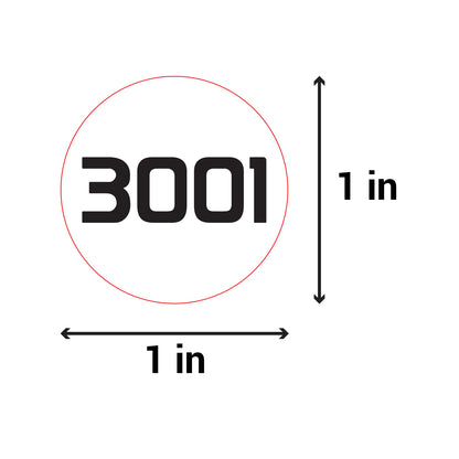 1 inch | Inventory: Consecutive Numbers "3001 to 4000" Stickers