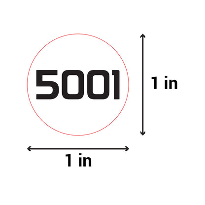 1 inch | Inventory: Consecutive Numbers "5001 to 6000" Stickers