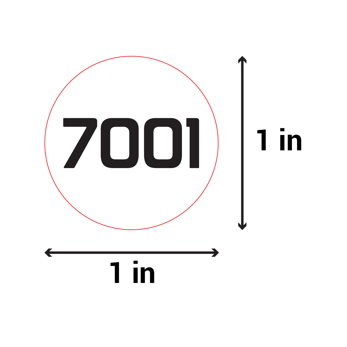 1 inch | Inventory: Consecutive Numbers "7001 to 8000" Stickers