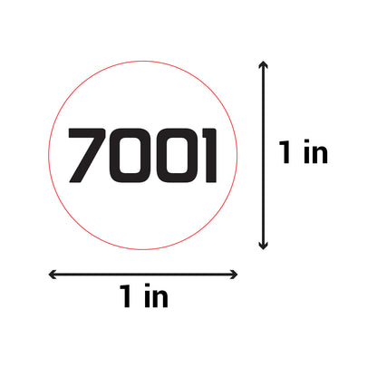 1 inch | Inventory: Consecutive Numbers "7001 to 8000" Stickers