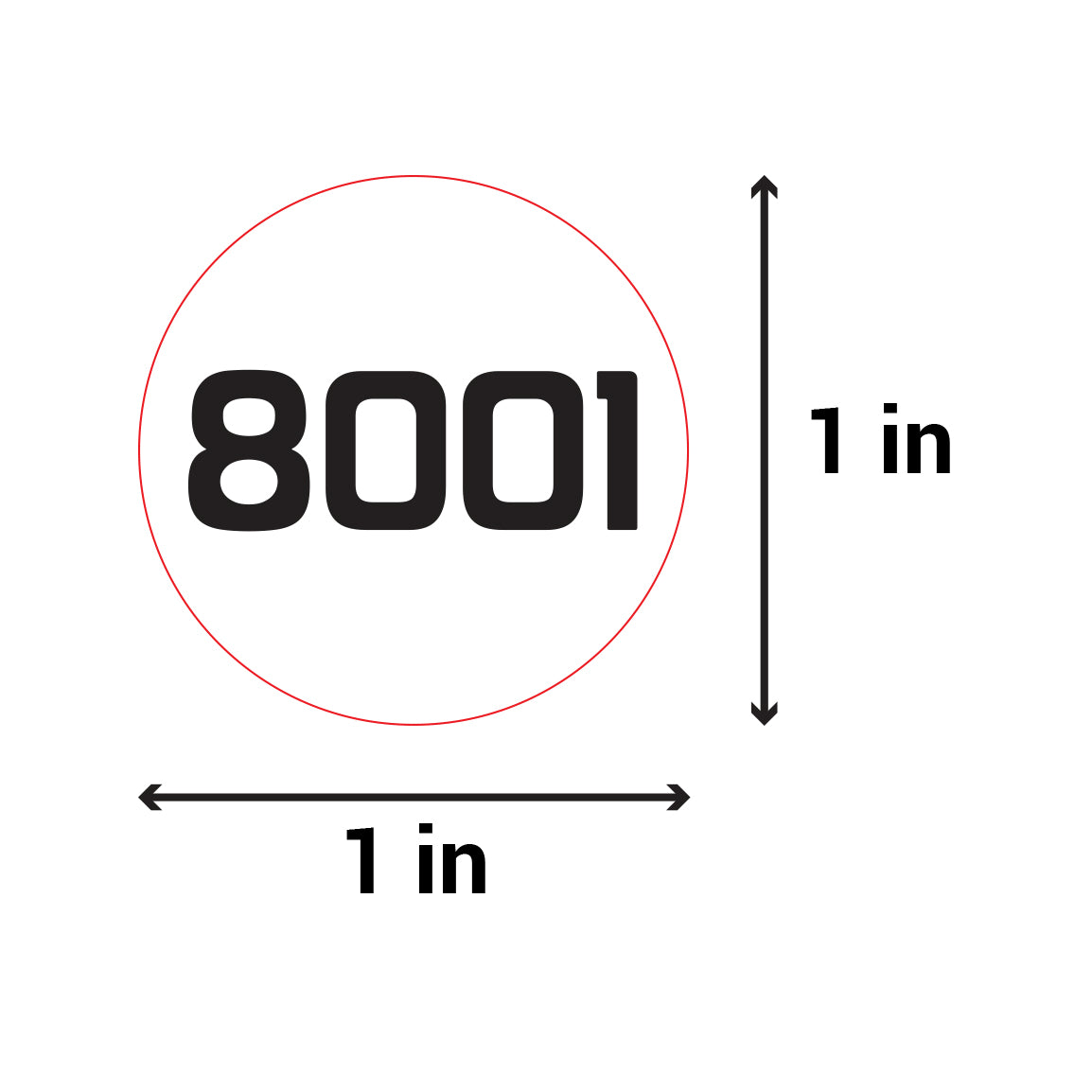 1 inch | Inventory: Consecutive Numbers "8001 to 9000" Stickers