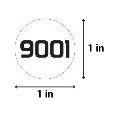 1 inch | Inventory: Consecutive Numbers "9001 to 10000" Stickers