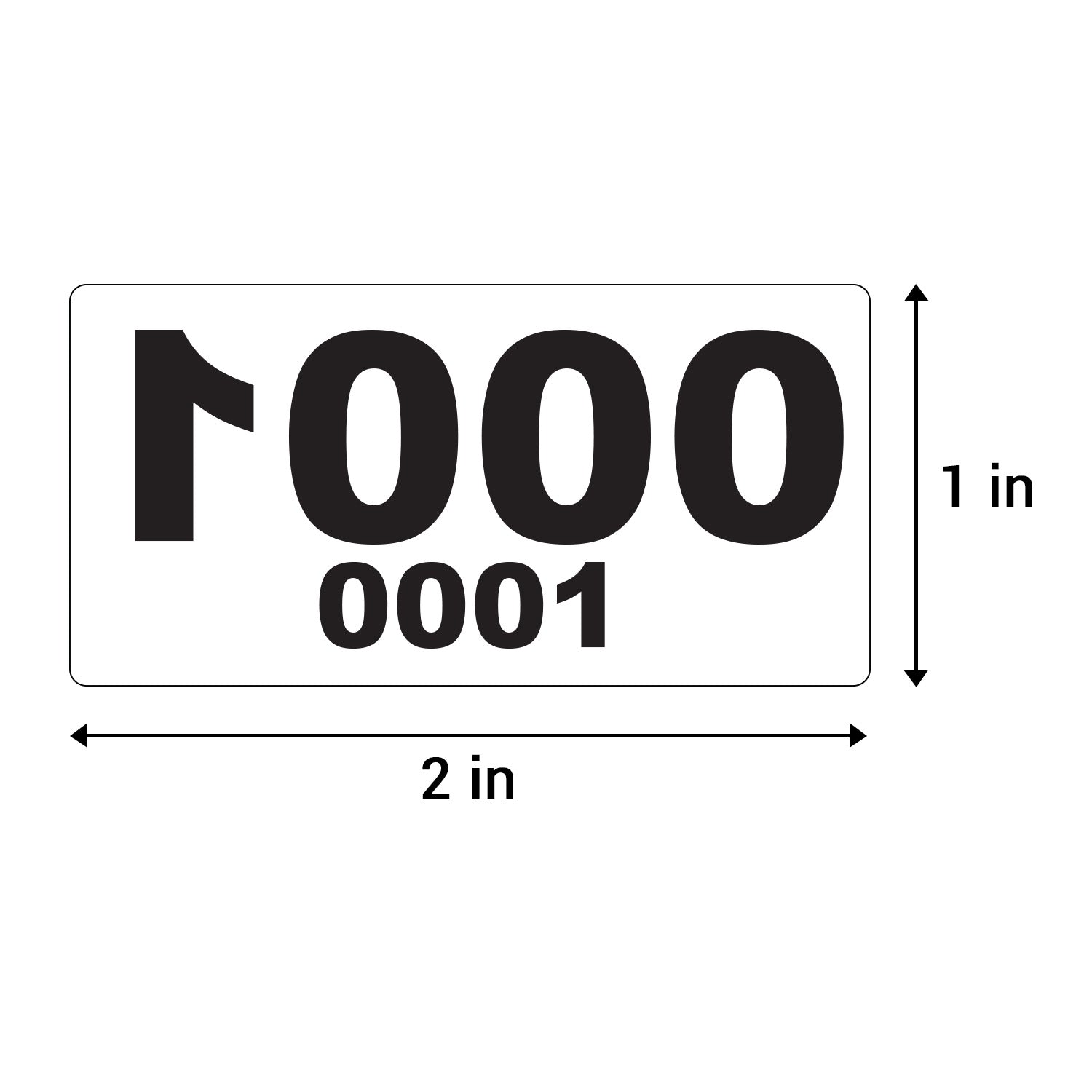 2 x 1 inch | Inventory: Reverse Numbered