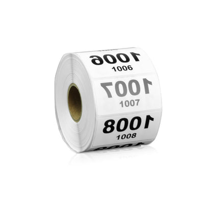 2 x 1 inch | Inventory: Reverse Numbered "1001-2000" Consecutive Numbers Stickers