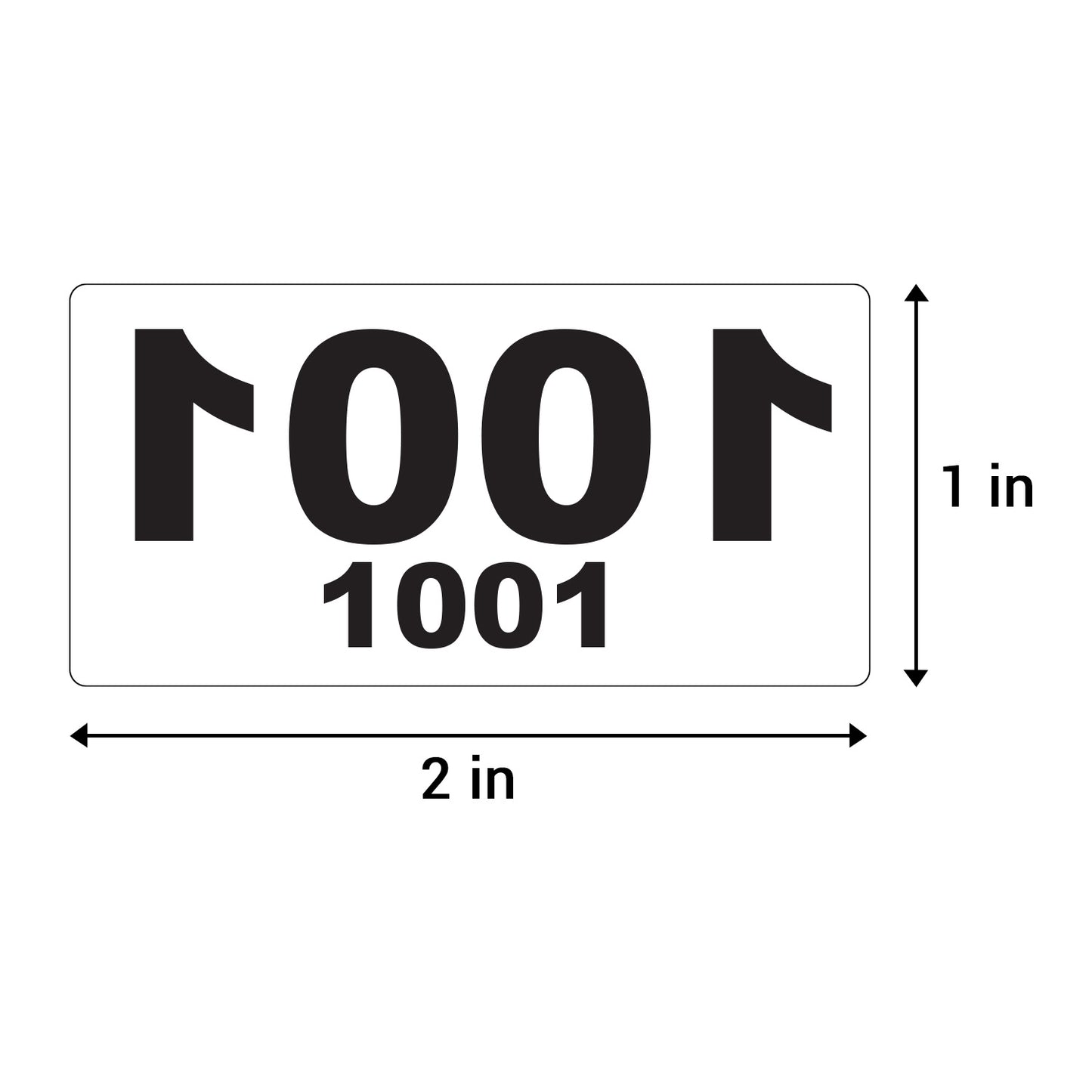 2 x 1 inch | Inventory: Reverse Numbered "1001-2000" Consecutive Numbers Stickers