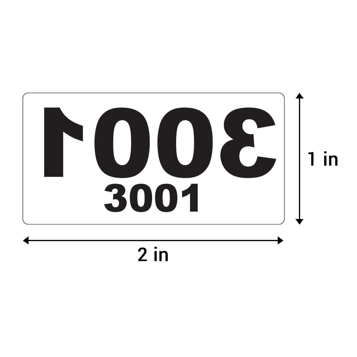 2 x 1 inch | Inventory: Reverse Numbered "3001-4000" Consecutive Numbers Stickers