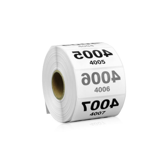 2 x 1 inch | Inventory: Reverse Numbered "4001-5000" Consecutive Numbers Stickers