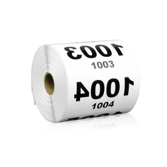 4 x 2 inch | Inventory: Reverse Numbered "1001-2000" Consecutive Numbers Stickers