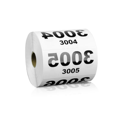 4 x 2 inch | Inventory: Reverse Numbered "3001-4000" Consecutive Numbers Stickers