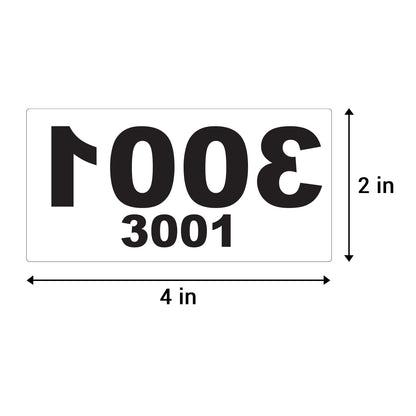 4 x 2 inch | Inventory: Reverse Numbered "3001-4000" Consecutive Numbers Stickers