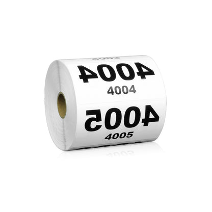 4 x 2 inch | Inventory: Reverse Numbered "4001-5000" Consecutive Numbers Stickers