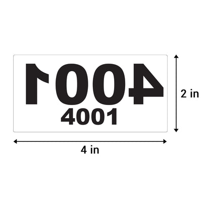 4 x 2 inch | Inventory: Reverse Numbered "4001-5000" Consecutive Numbers Stickers