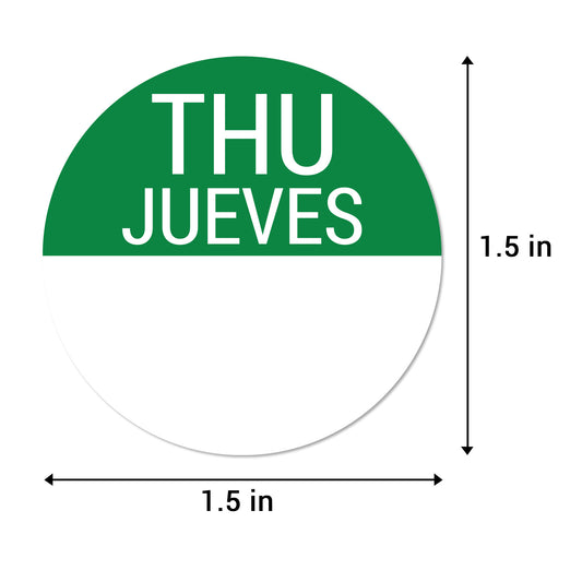 1.5 inch | Days of the Week:  Jueves / Thursday Stickers