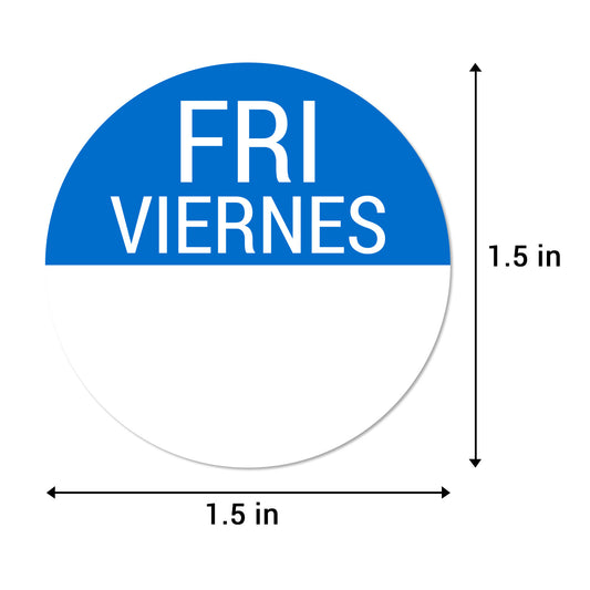 1.5 inch | Days of the Week:  Viernes / Friday Stickers